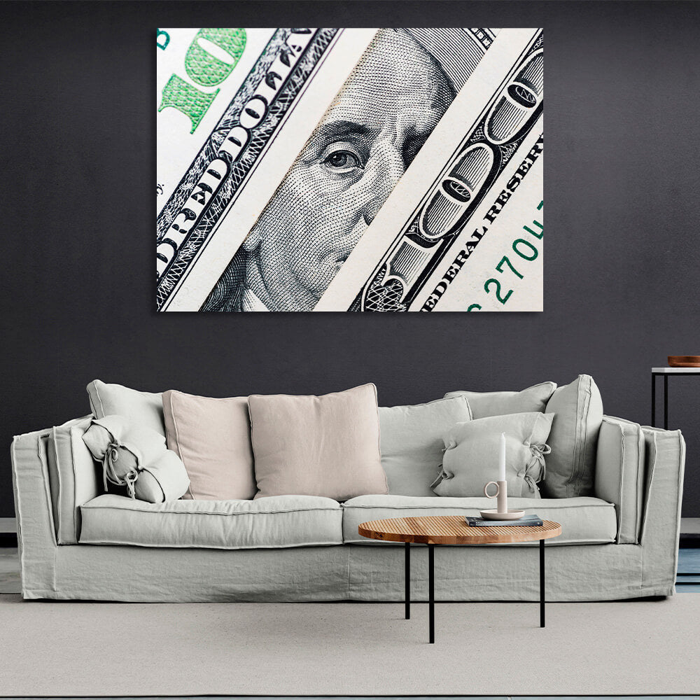 To the office for motivation $100 Benjamin's View Inspirational Canvas Wall Art Print