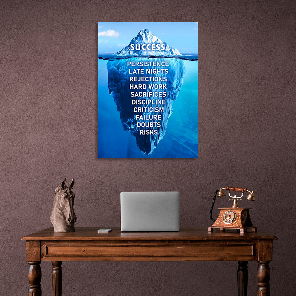 Success Iceberg Motivational Canvas Wall Art Print