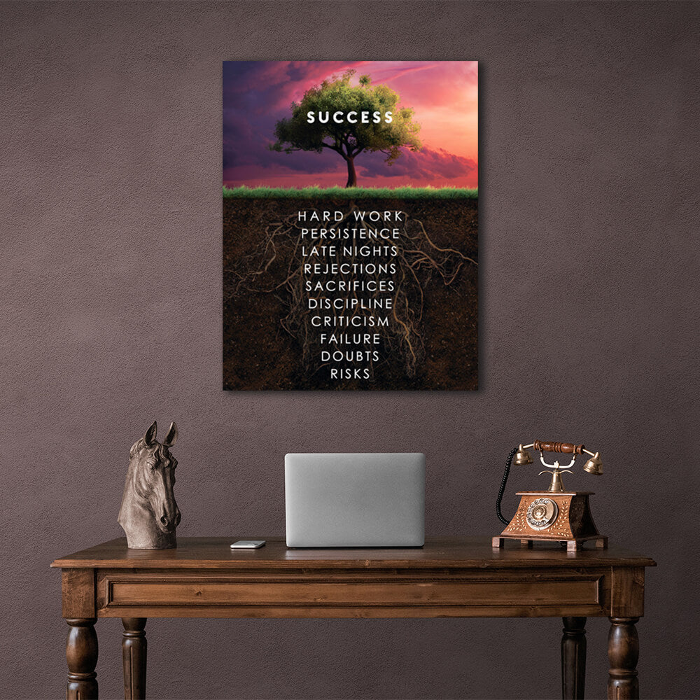 To motivate the Success tree Motivational Canvas Wall Art Print