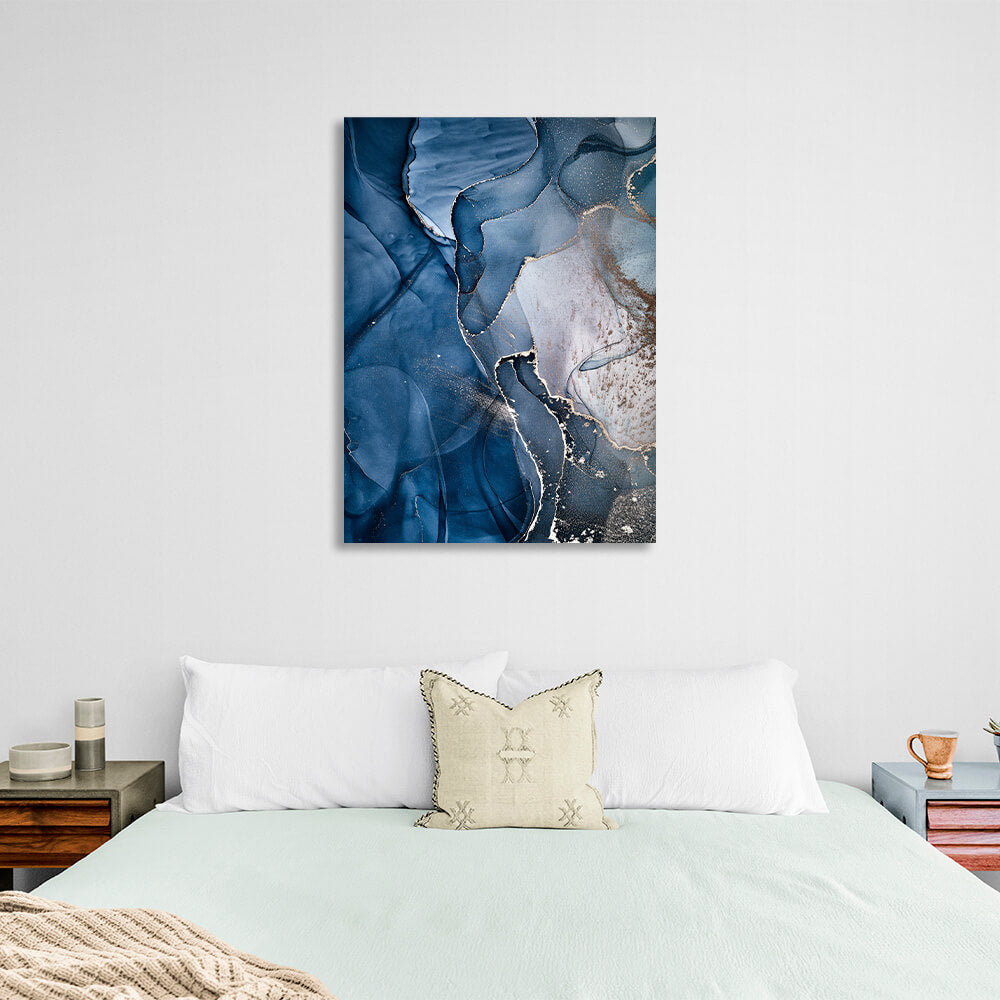 For interior Abstraction blue-blue and sand Canvas Wall Art Print