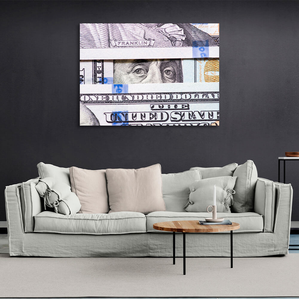 Zur Motivation ins Büro $100 Inspirierender Leinwand-Kunstdruck „Benjamin Franklins Ansicht“