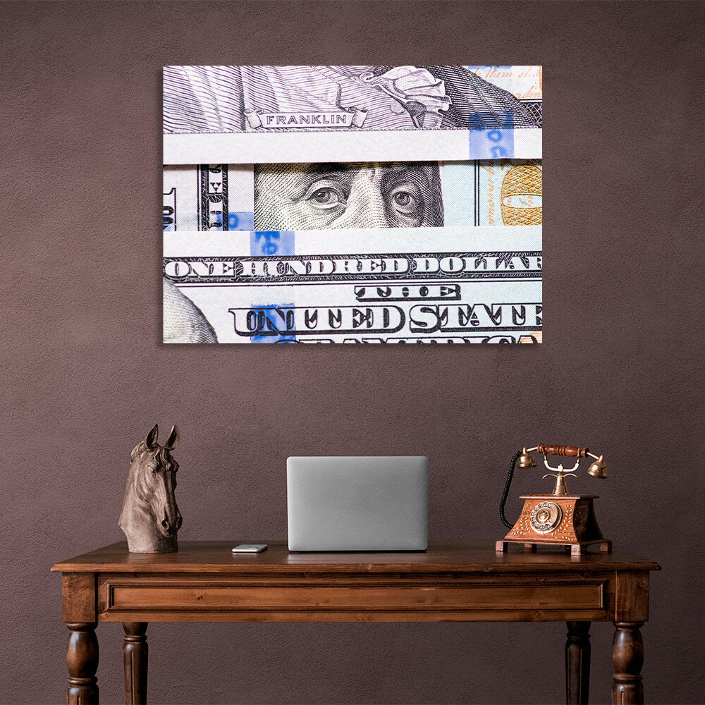 Zur Motivation ins Büro $100 Inspirierender Leinwand-Kunstdruck „Benjamin Franklins Ansicht“