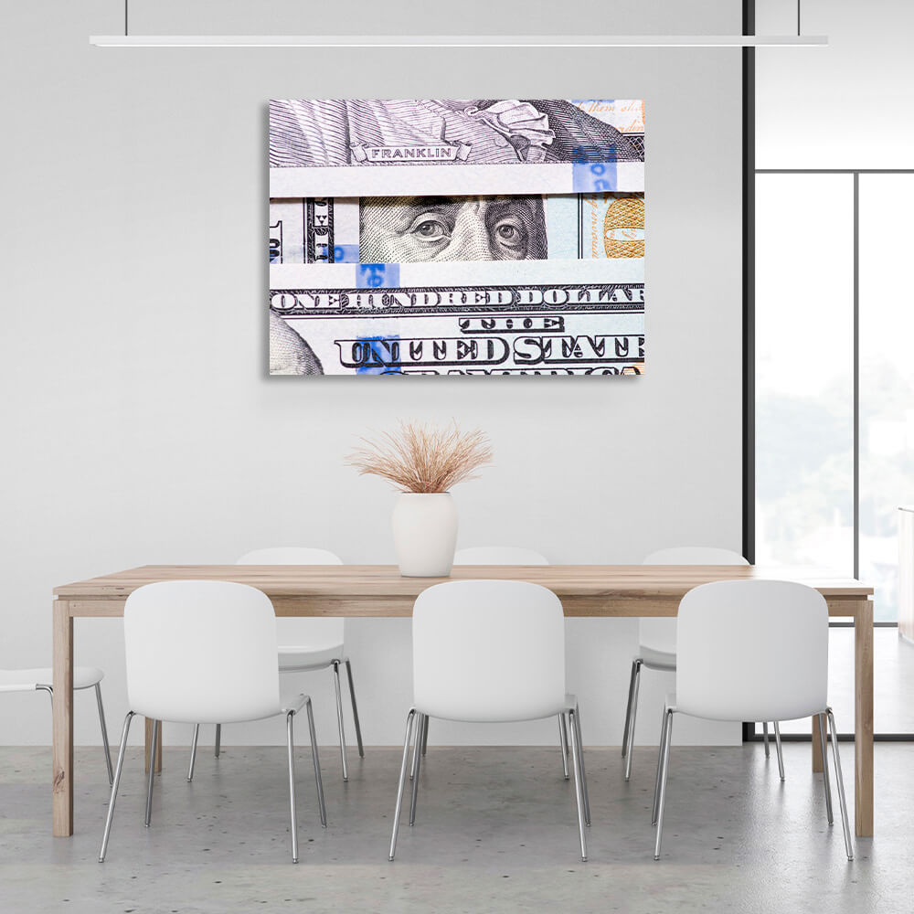 Zur Motivation ins Büro $100 Inspirierender Leinwand-Kunstdruck „Benjamin Franklins Ansicht“