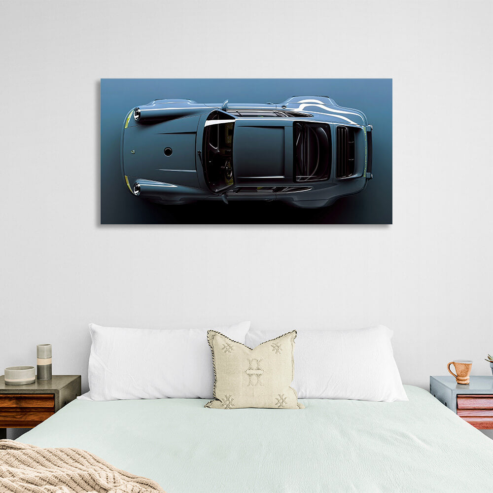 Kunstdruck auf Leinwand, Motiv: Auto Porsche 911, Blau