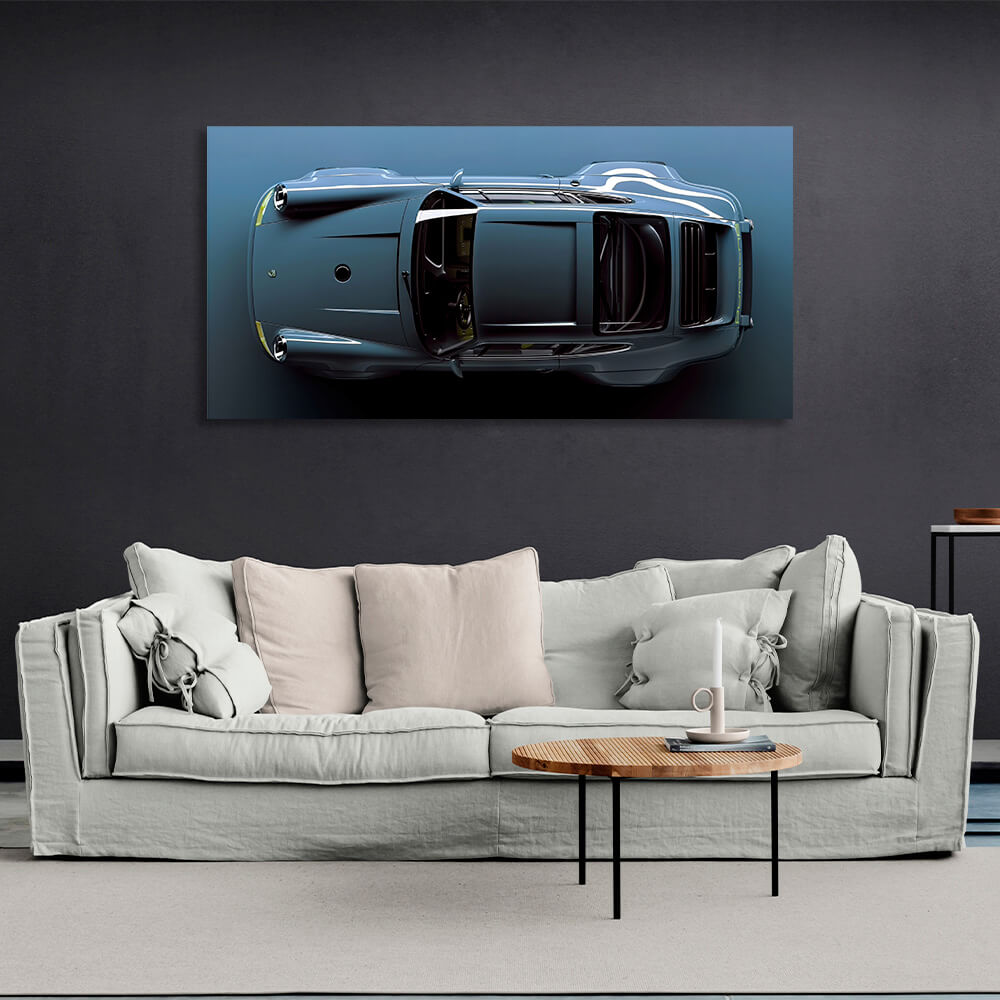 Kunstdruck auf Leinwand, Motiv: Auto Porsche 911, Blau