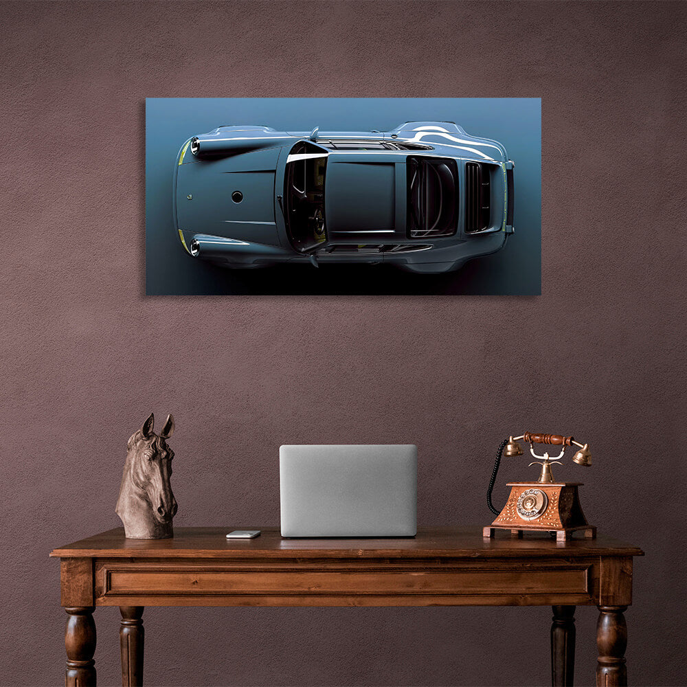 Kunstdruck auf Leinwand, Motiv: Auto Porsche 911, Blau