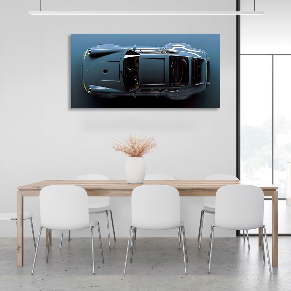 Kunstdruck auf Leinwand, Motiv: Auto Porsche 911, Blau