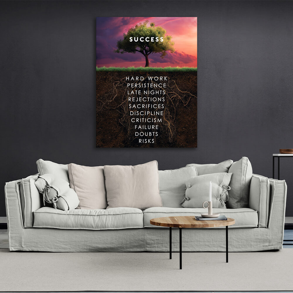 To motivate the Success tree Motivational Canvas Wall Art Print