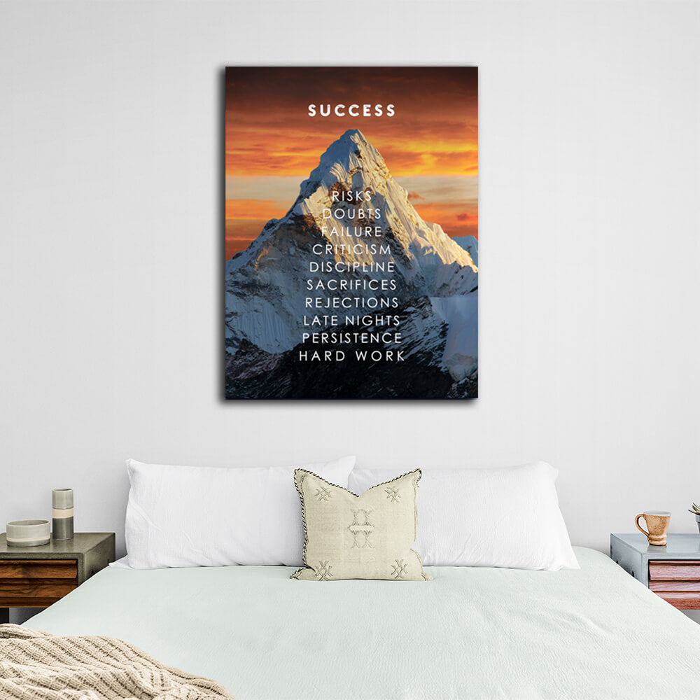 To motivate Success mountain Motivational Canvas Wall Art Print