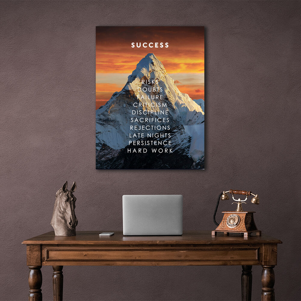 To motivate Success mountain Motivational Canvas Wall Art Print