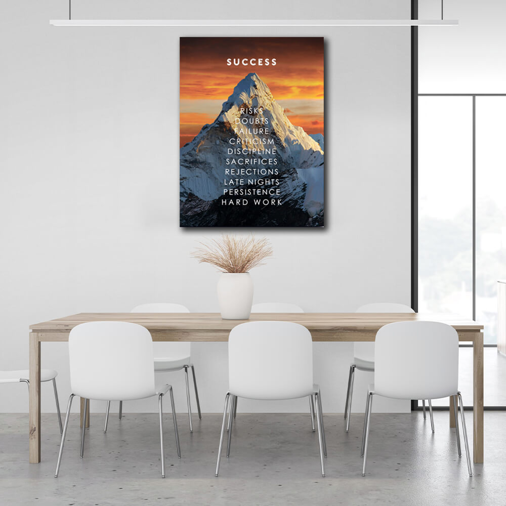 To motivate Success mountain Motivational Canvas Wall Art Print