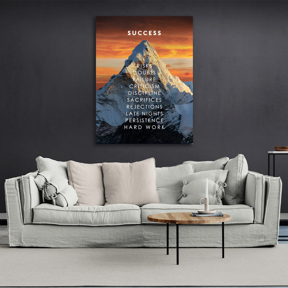 To motivate Success mountain Motivational Canvas Wall Art Print