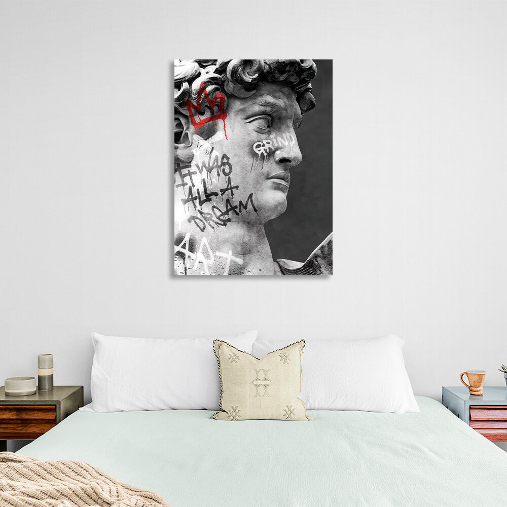 Statue of David graffiti Canvas Wall Art Print