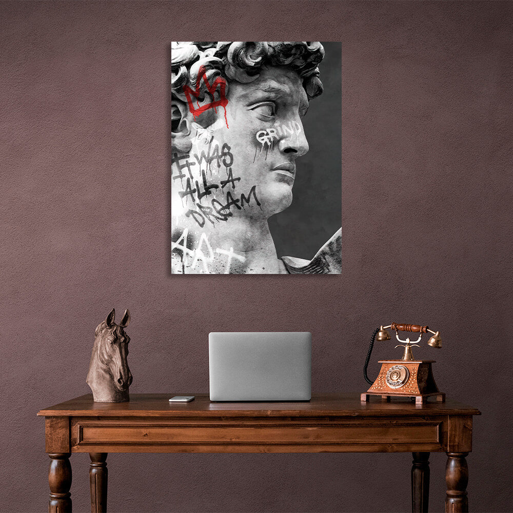 Statue of David graffiti Canvas Wall Art Print