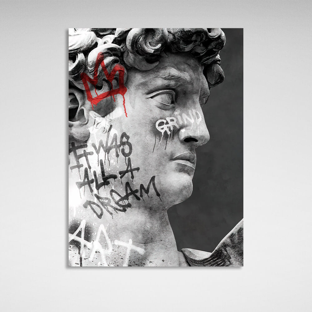 Statue of David graffiti Canvas Wall Art Print