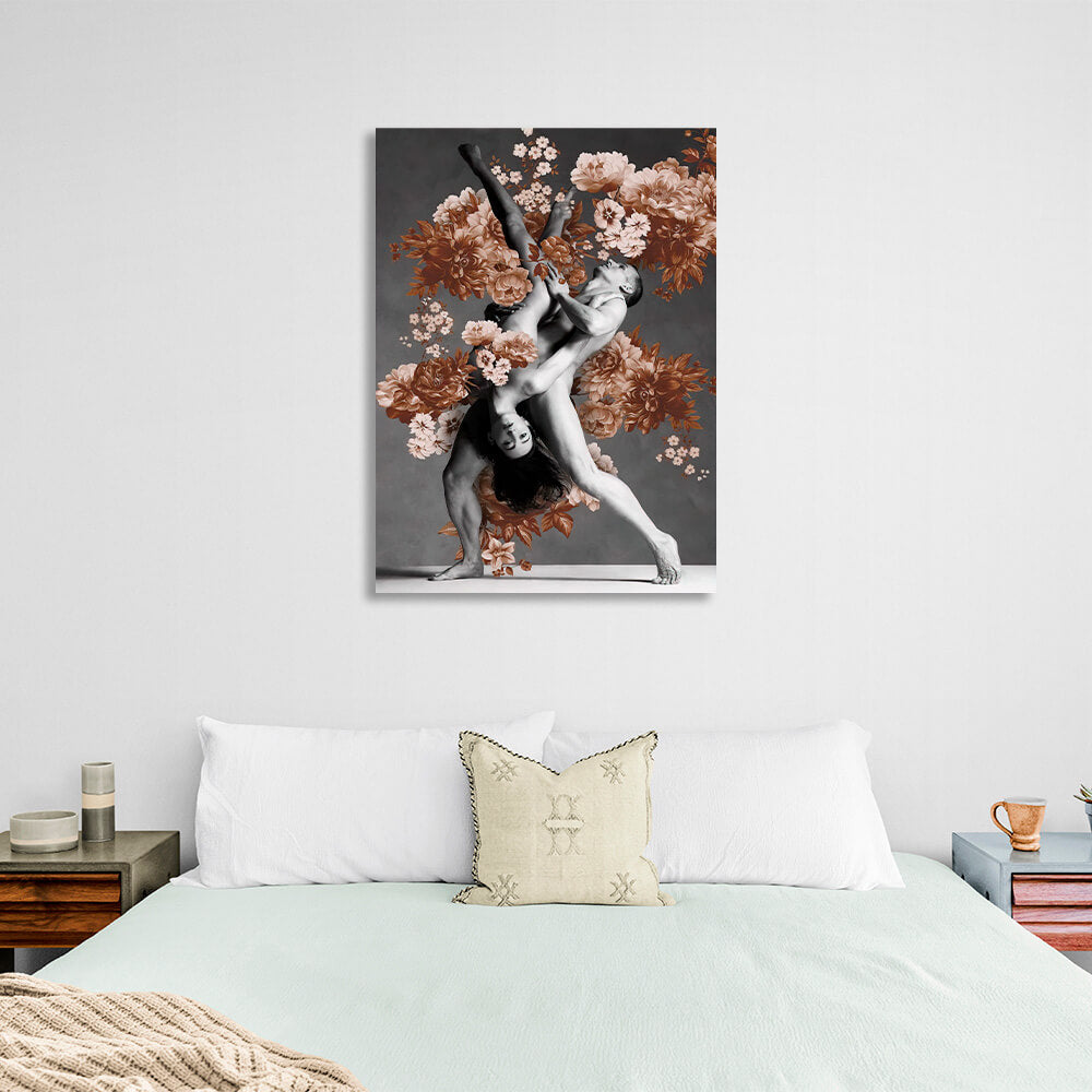 Male and female dancers in brown colors Canvas Wall Art Print