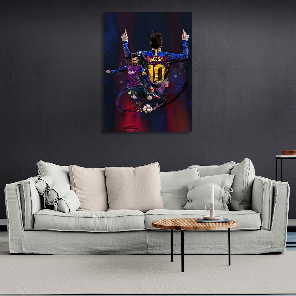 Kunstdruck auf Leinwand mit Fußballspieler Lionel Messi aus Barcelona