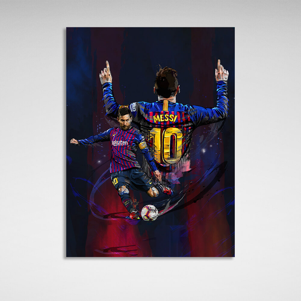 Kunstdruck auf Leinwand mit Fußballspieler Lionel Messi aus Barcelona