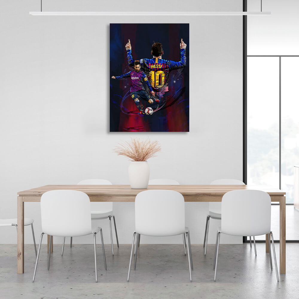 Kunstdruck auf Leinwand mit Fußballspieler Lionel Messi aus Barcelona