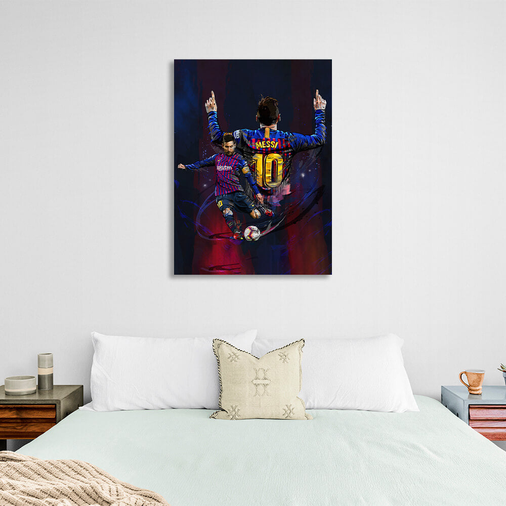 Kunstdruck auf Leinwand mit Fußballspieler Lionel Messi aus Barcelona