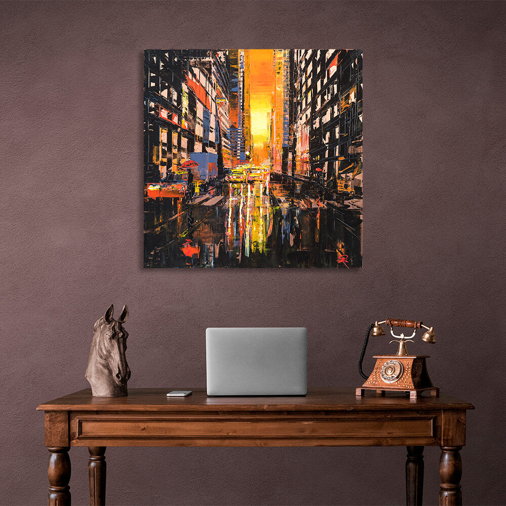 Rainy evening New York City Canvas Wall Art Print