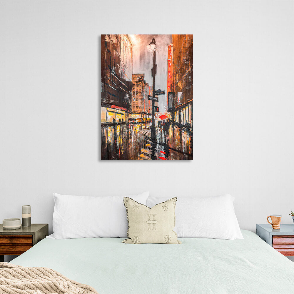 Rainy New York City 4 Canvas Wall Art Print