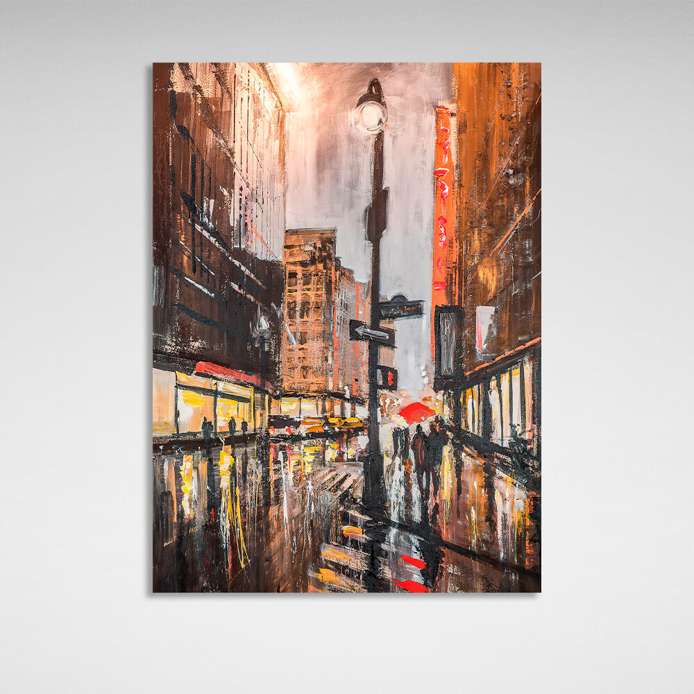 Rainy New York City 4 Canvas Wall Art Print