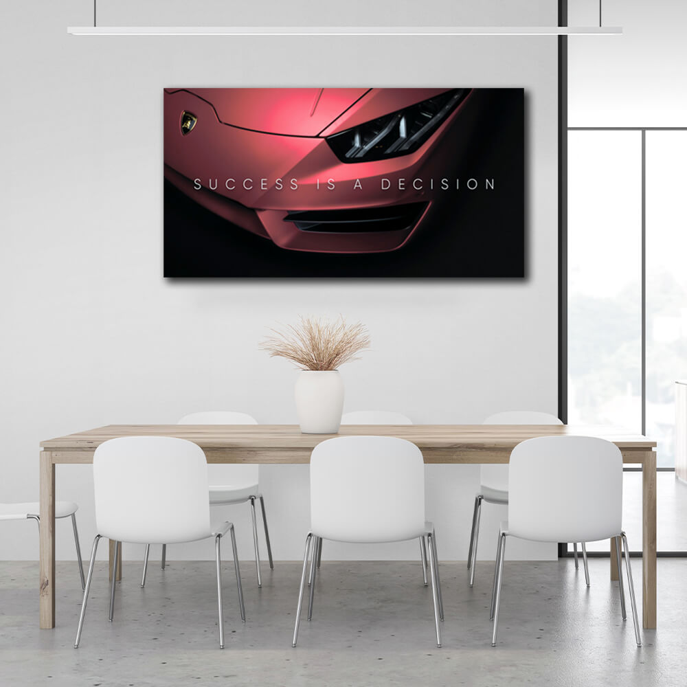 Um Erfolg zu motivieren ist eine Entscheidung Lamborghini Motivational Canvas Wand Kunstdruck