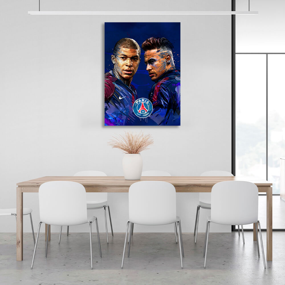 PSG-Spieler Neymar und Kylian Mbappe – Kunstdruck auf Leinwand