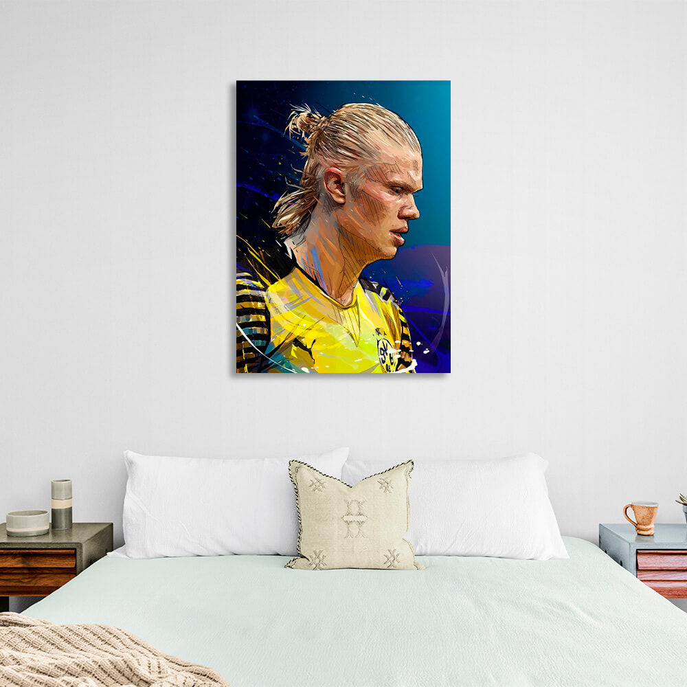 Footballer Erling Holann Canvas Wall Art Print