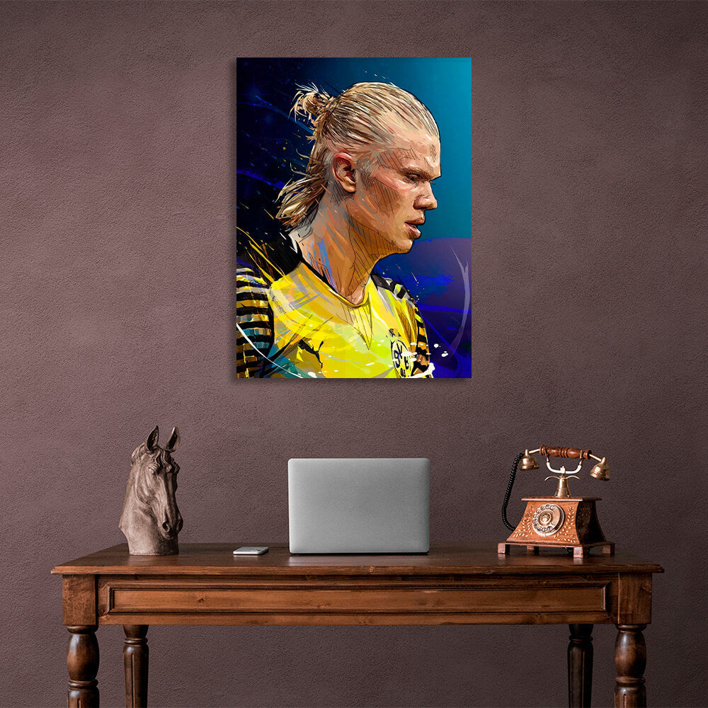 Footballer Erling Holann Canvas Wall Art Print