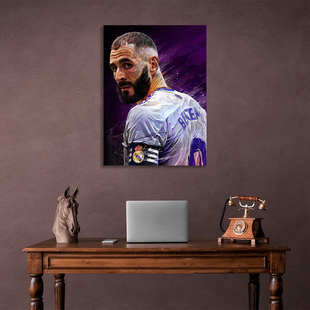 Leinwandbild, Motiv: Fußballer Karim Benzema