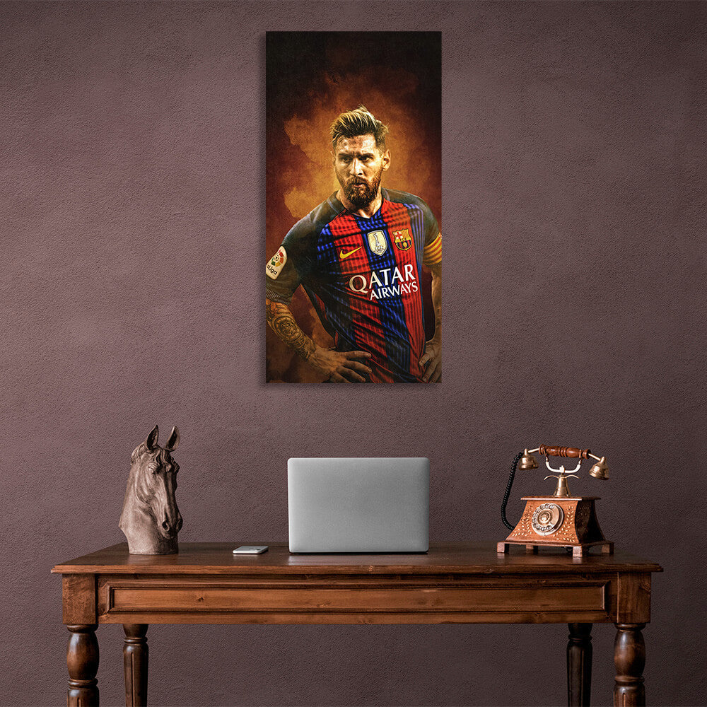 Kunstdruck auf Leinwand mit Fußballspieler Lionel Messi aus Barcelona