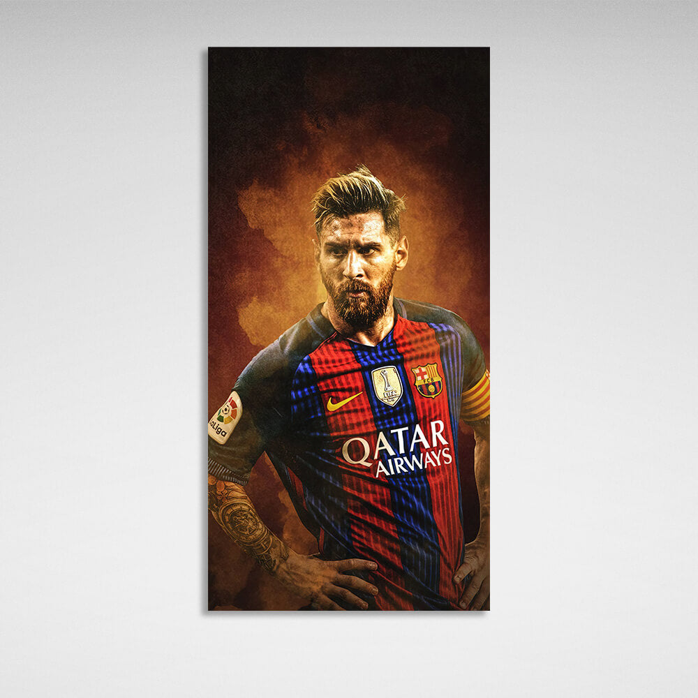 Kunstdruck auf Leinwand mit Fußballspieler Lionel Messi aus Barcelona