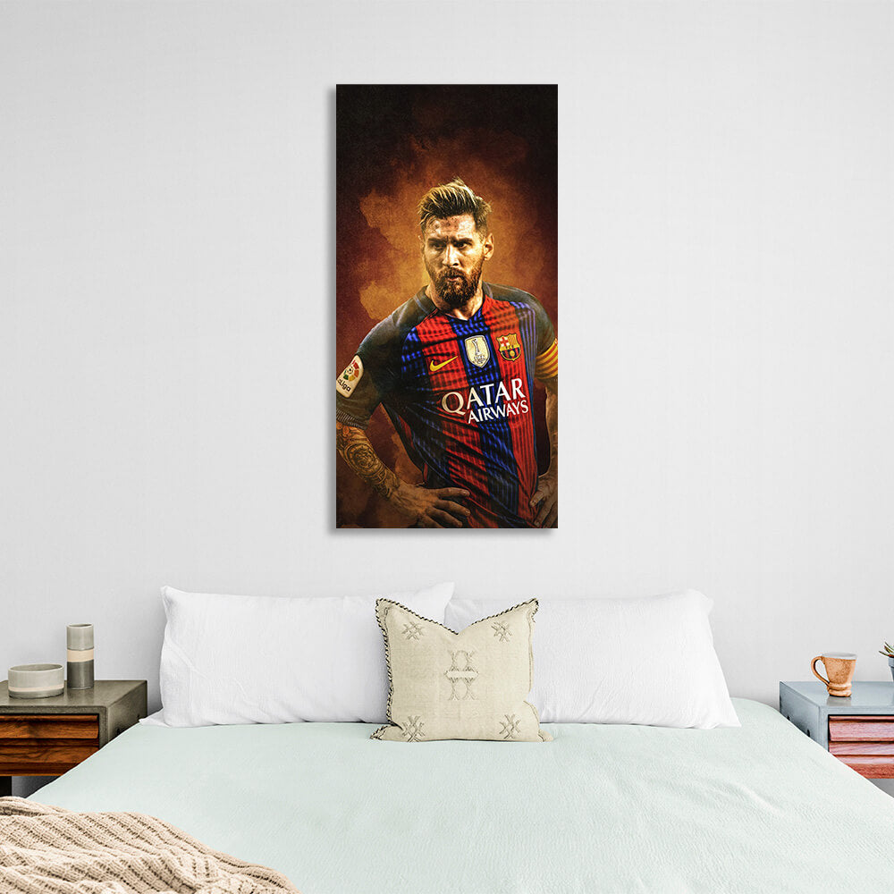 Kunstdruck auf Leinwand mit Fußballspieler Lionel Messi aus Barcelona