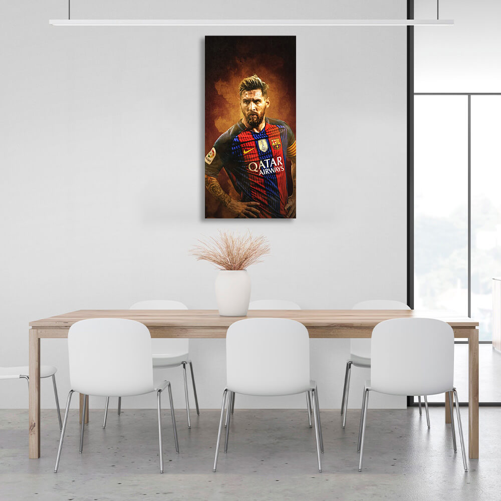 Kunstdruck auf Leinwand mit Fußballspieler Lionel Messi aus Barcelona