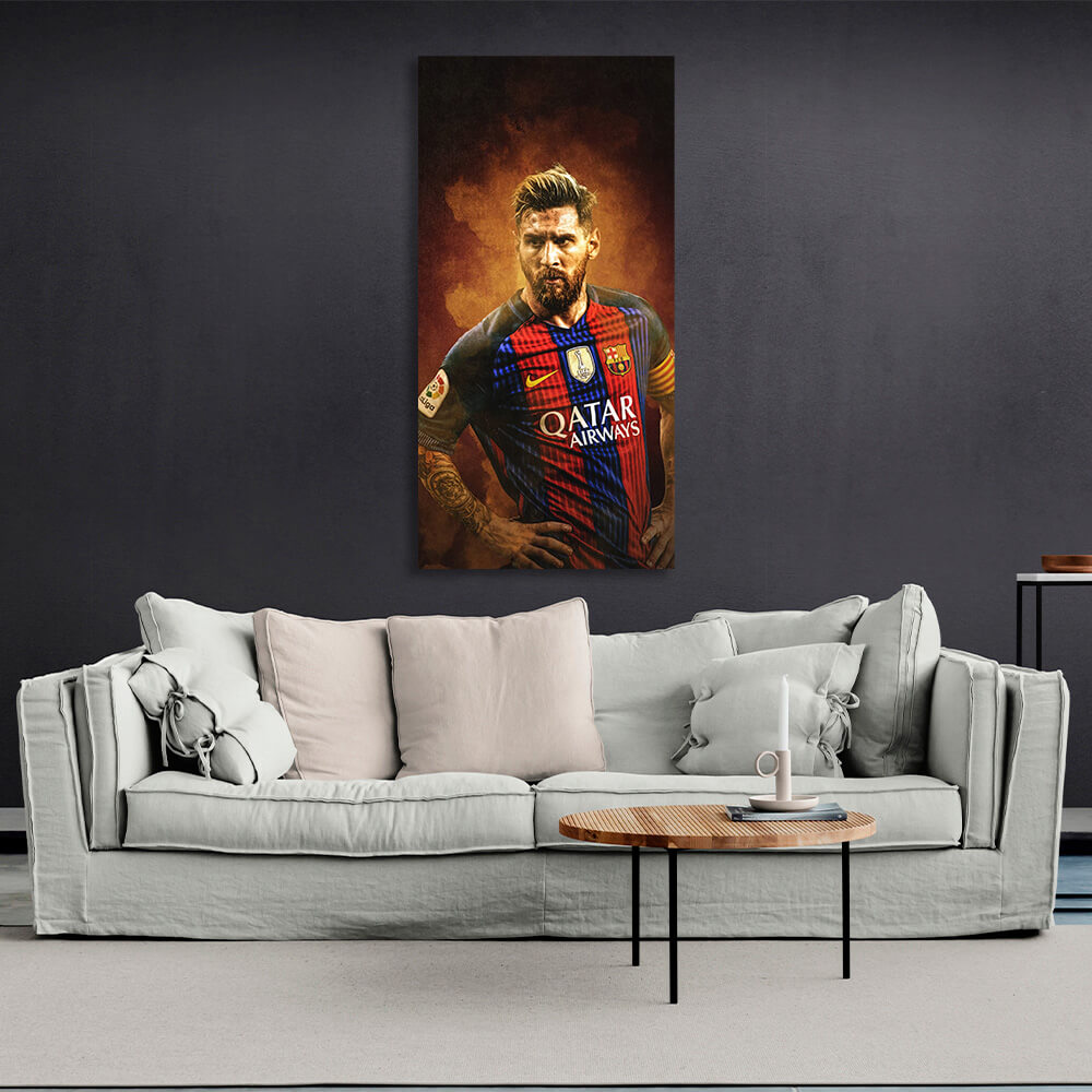 Kunstdruck auf Leinwand mit Fußballspieler Lionel Messi aus Barcelona