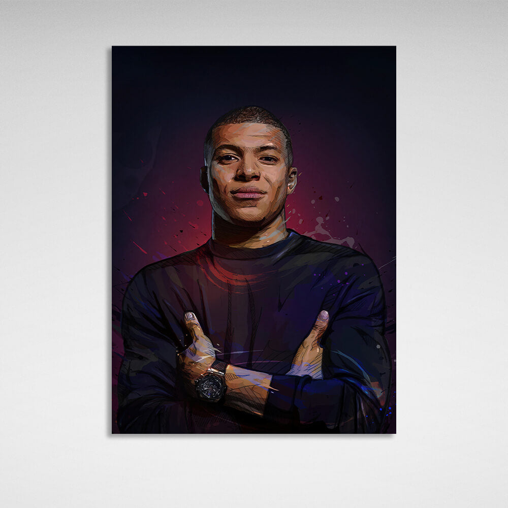 Leinwandbild, Motiv: Fußballer Kylian Mbappe, PSG