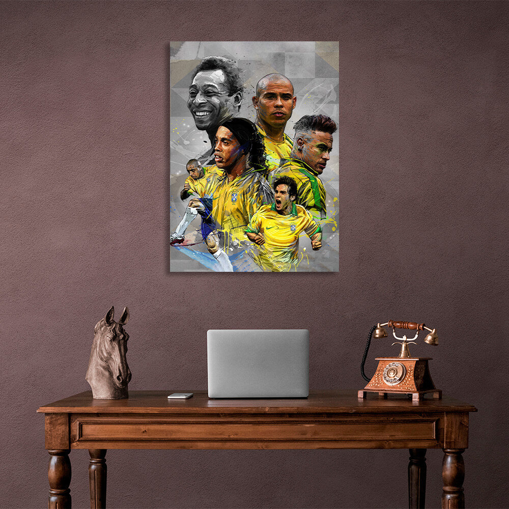 Brazilian footballers Canvas Wall Art Print