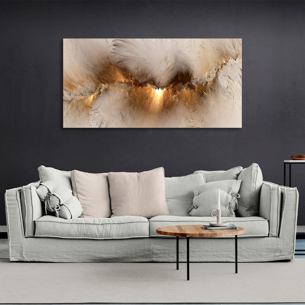 Abstraction in light gray and gold Canvas Wall Art Print