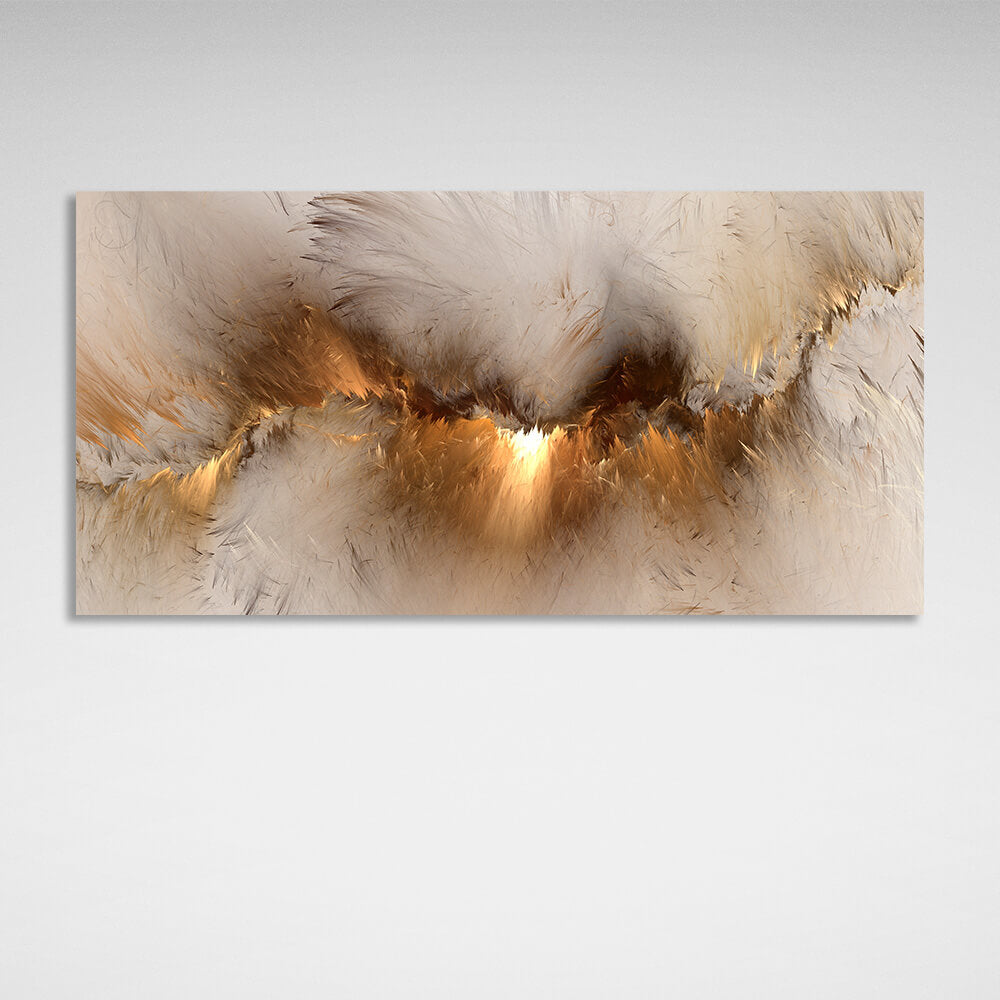 Abstraction in light gray and gold Canvas Wall Art Print