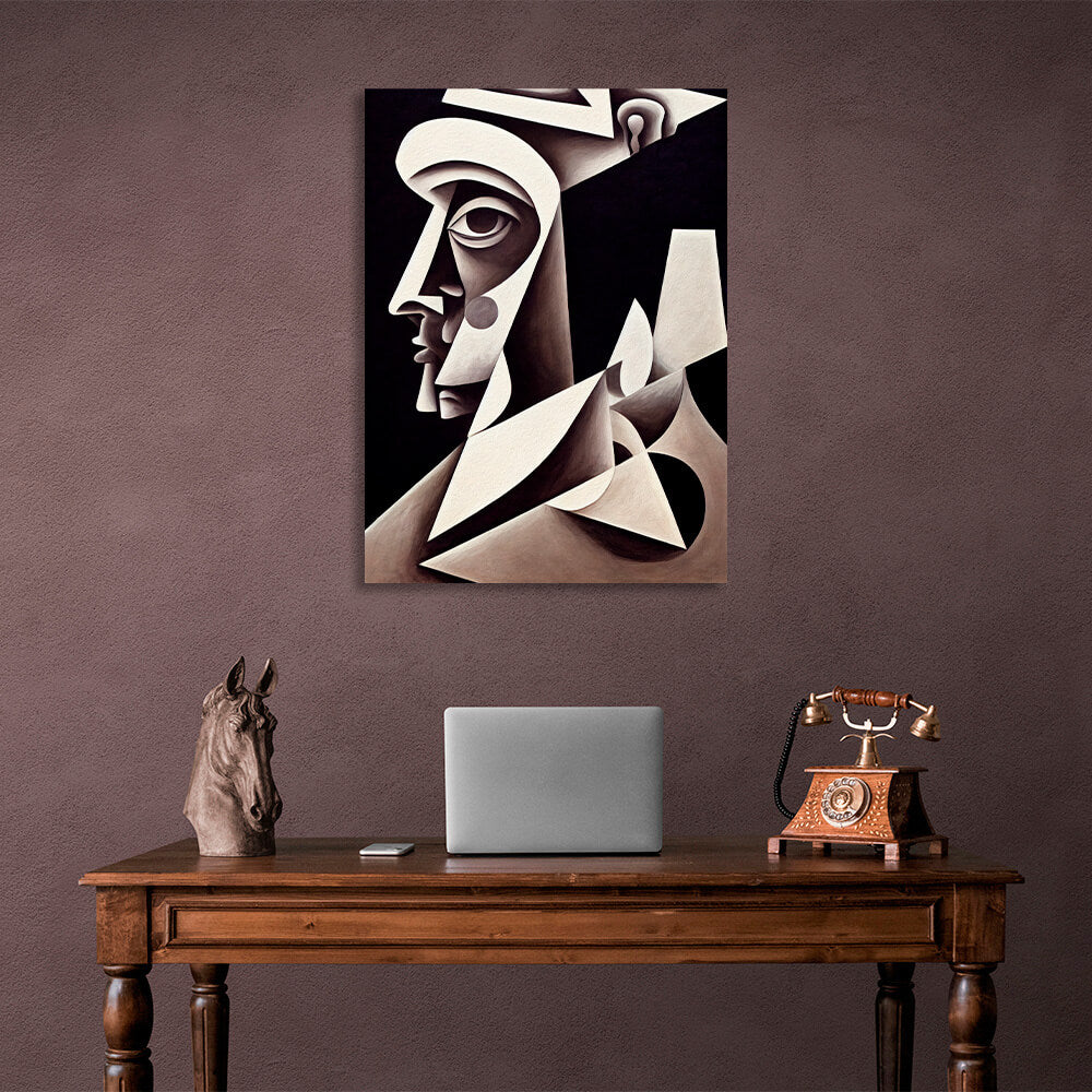 Gray portrait abstract cubism Canvas Wall Art Print