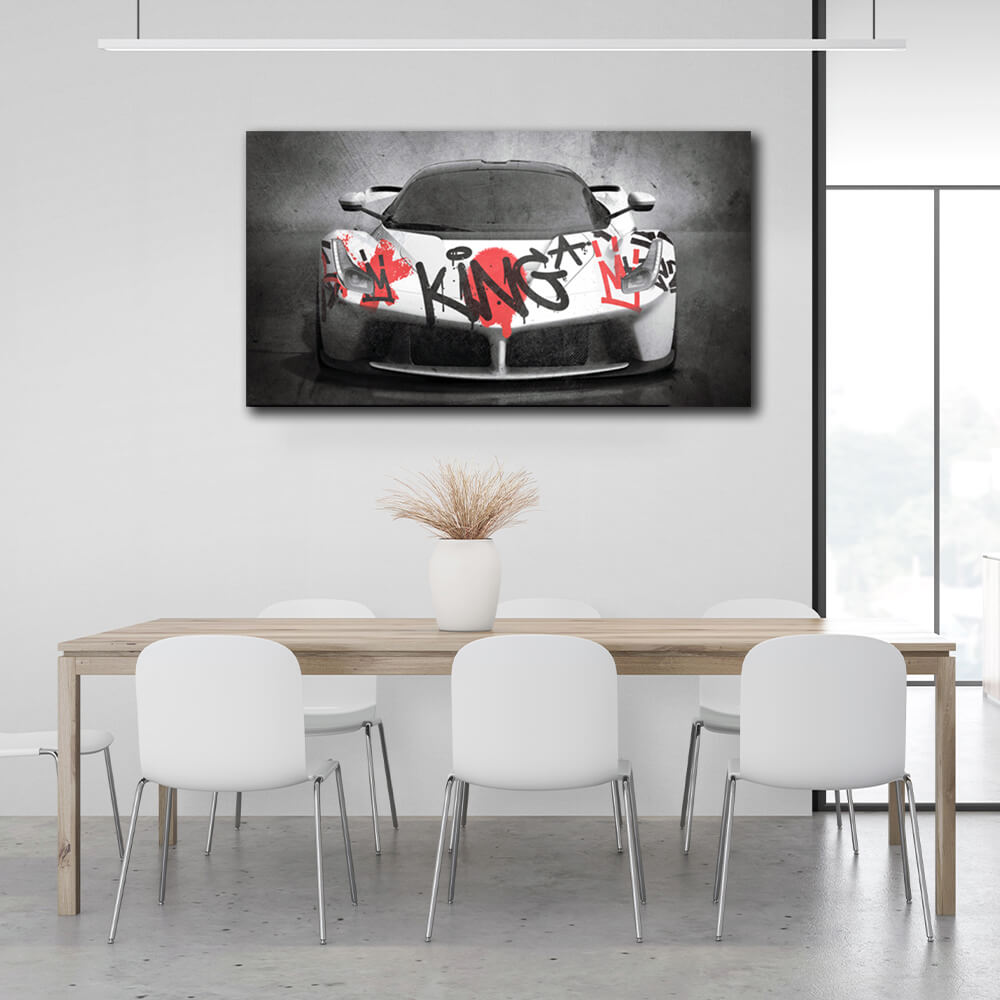 Zur Motivation Graffiti King Ferrari Mercedes Motivierender Leinwand-Kunstdruck