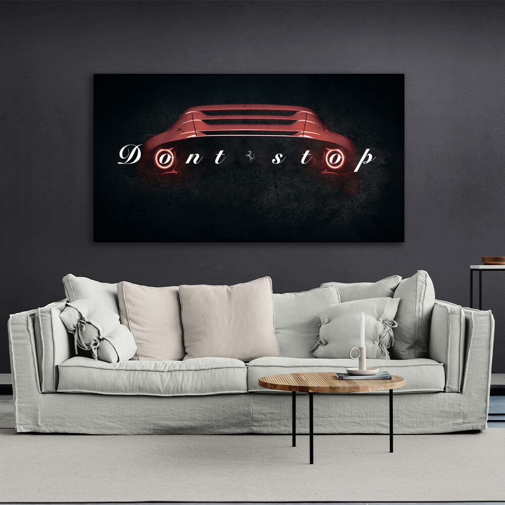 Zur Motivation: „Don’t stop“ Ferrari Mercedes, motivierender Kunstdruck auf Leinwand, Wanddekoration