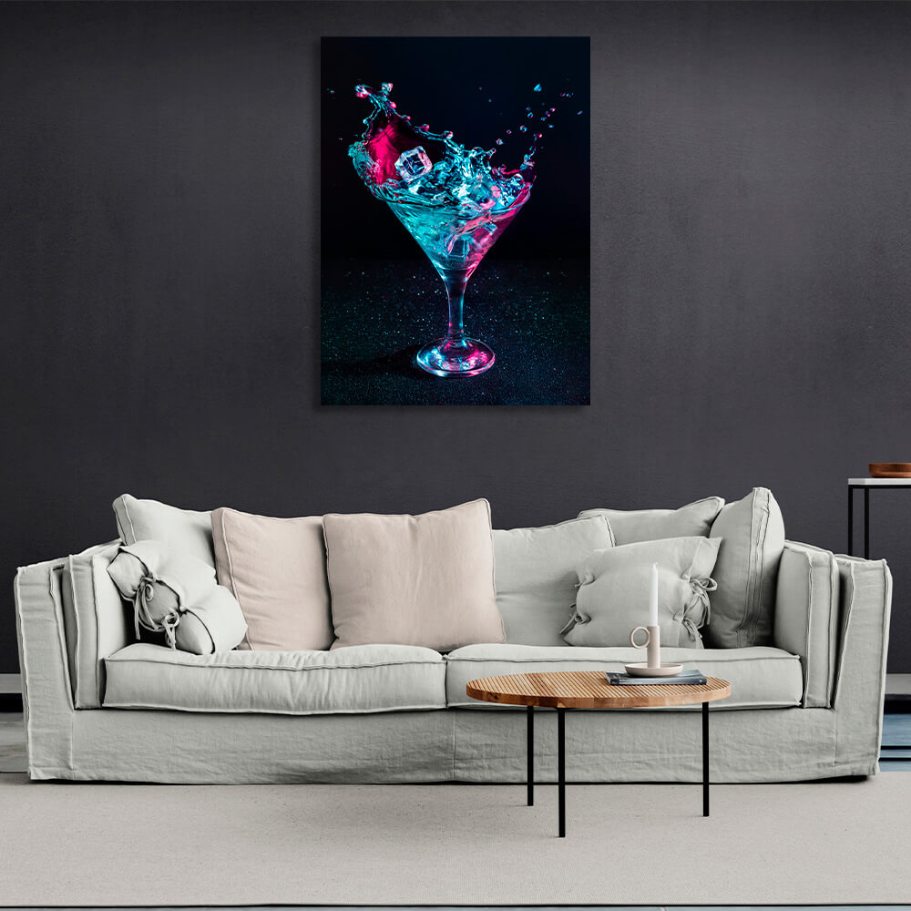 Kunstdruck auf Leinwand mit Cocktailglas