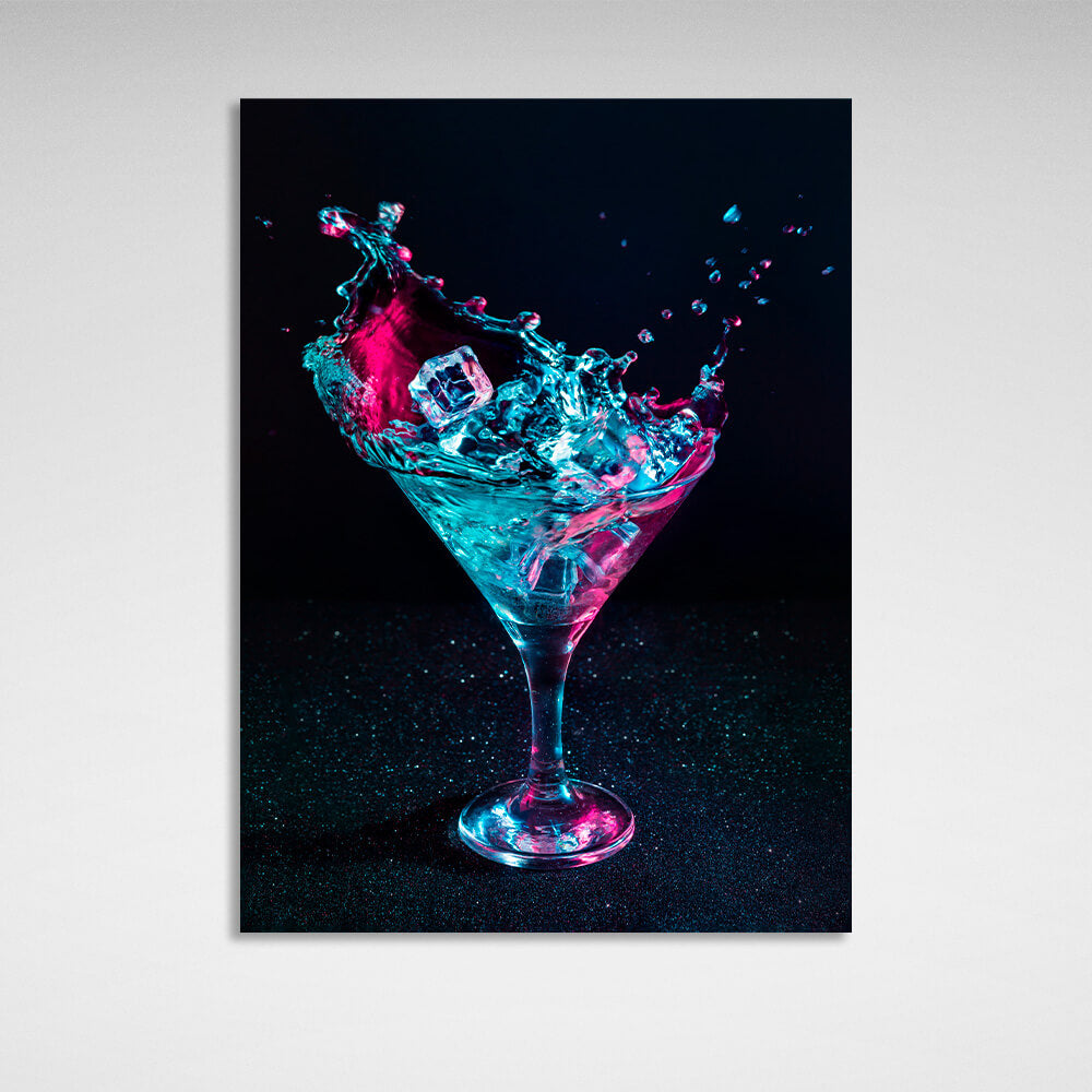 Kunstdruck auf Leinwand mit Cocktailglas