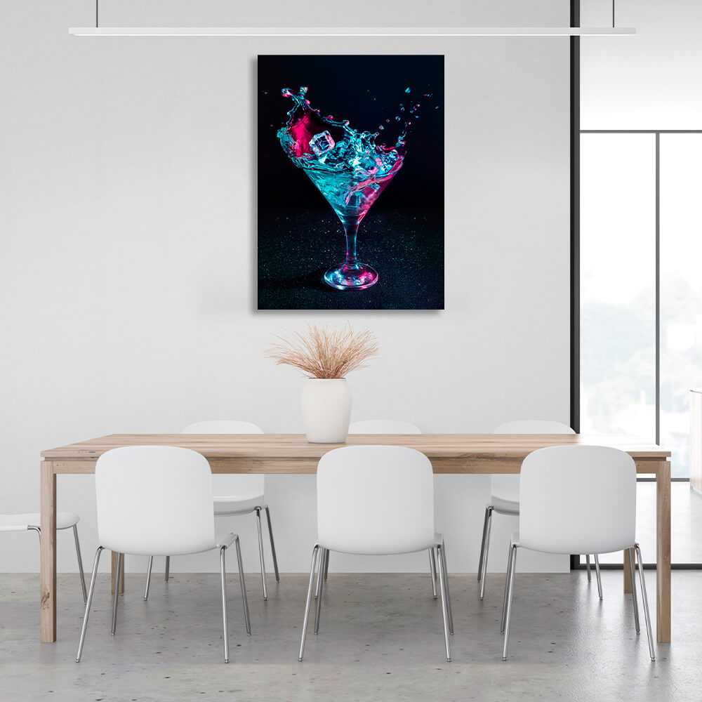 Kunstdruck auf Leinwand mit Cocktailglas