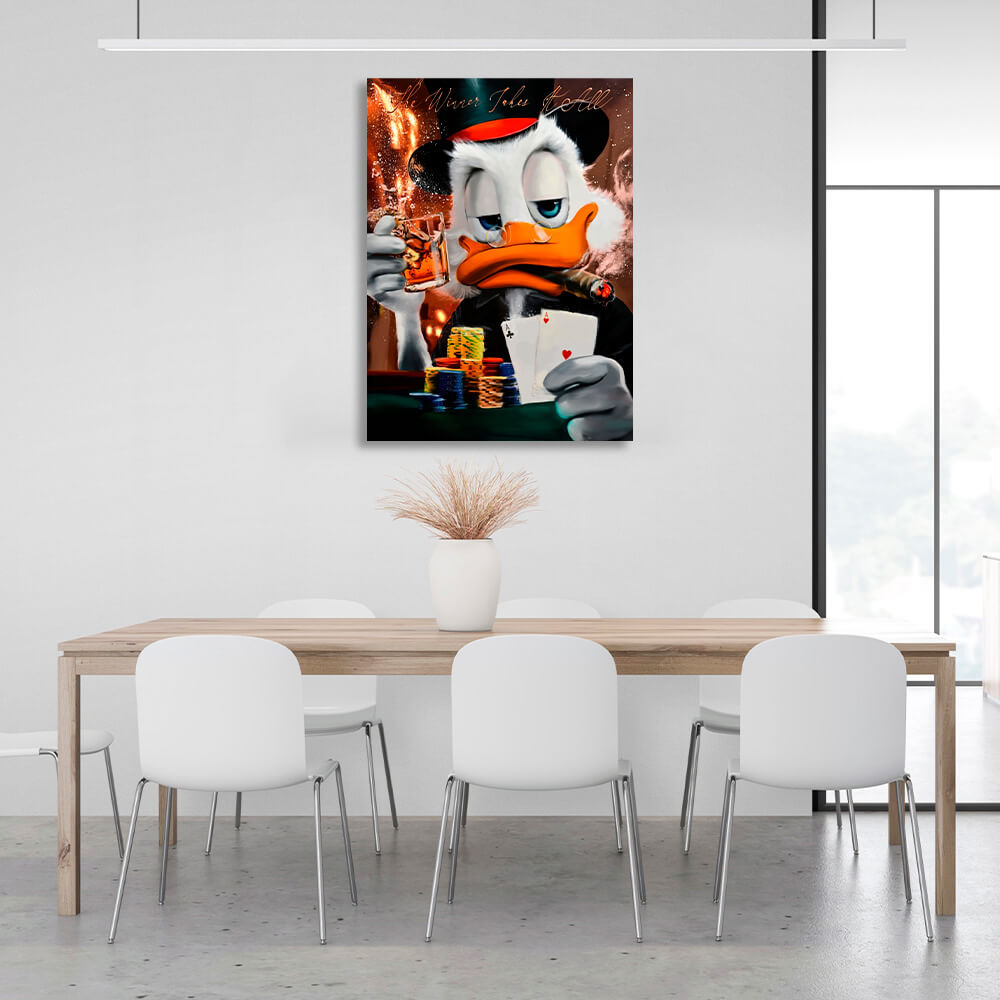 Scrooge. Winner takes all Inspirational Canvas Wall Art Print