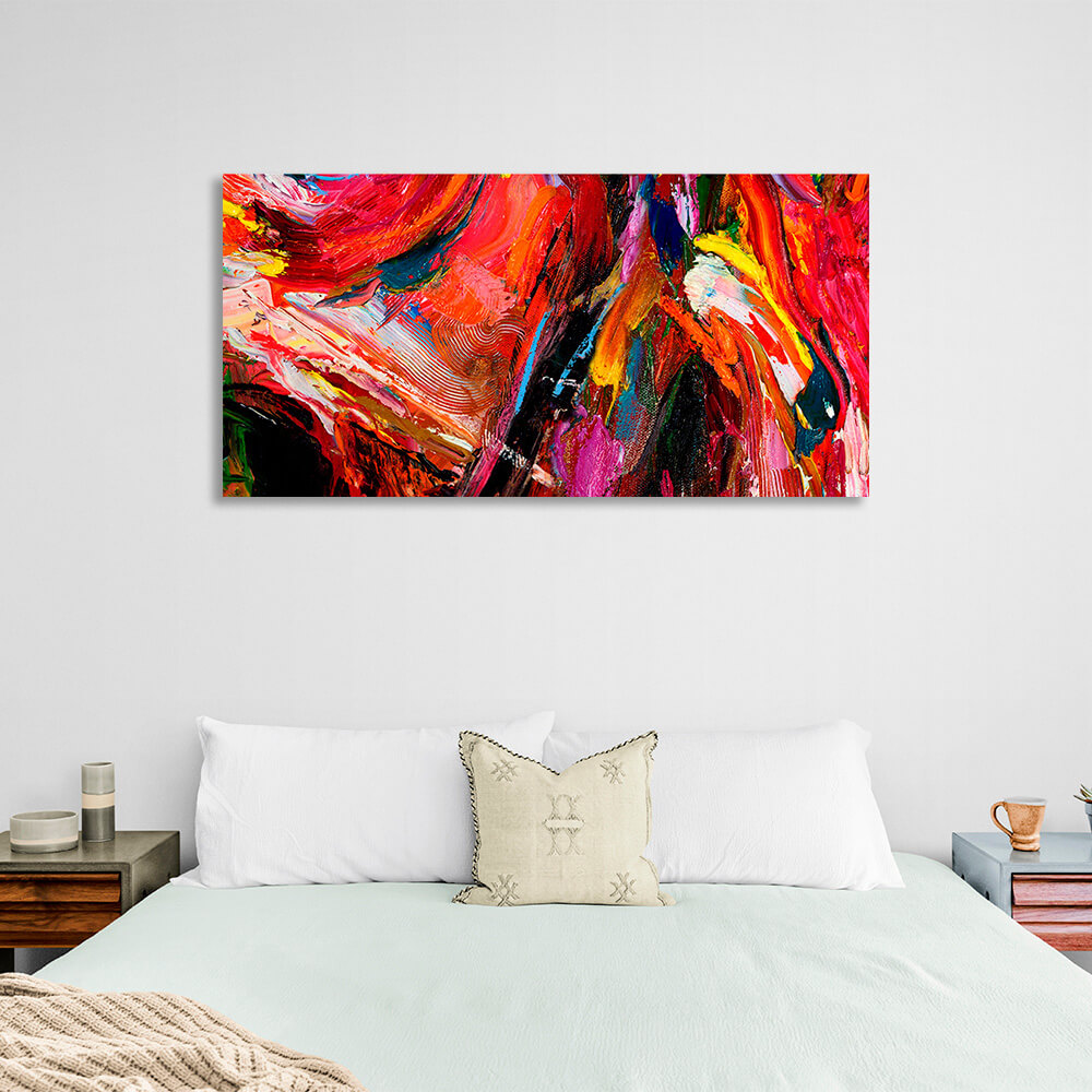 Abstraction red pink pink black blue Abstraction Canvas Wall Art Print