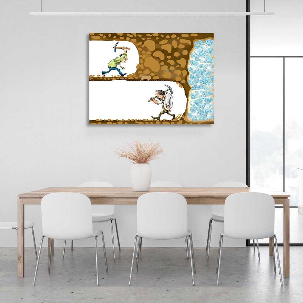 Two miners Motivational Canvas Wall Art Print